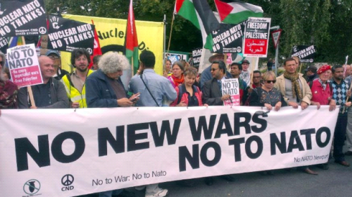 Fra «No to NATO»-marsjen mot NATOs toppmøte i Wales i 2014. 