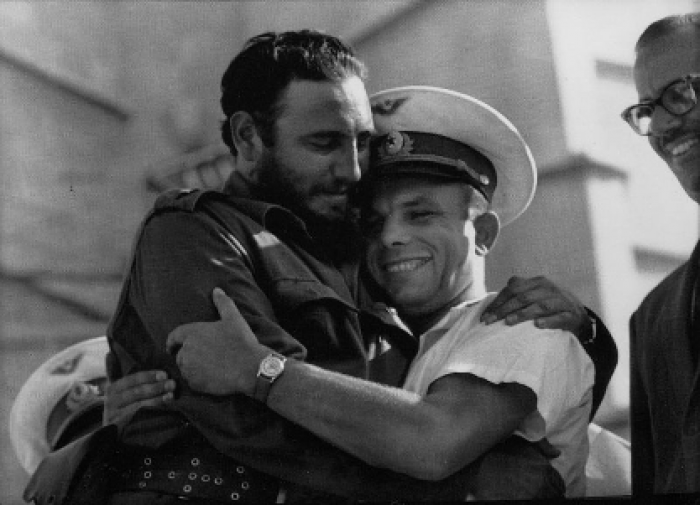 Fidel Castro møter kosmonauten Yuri Gagarin, 26. Juni 1961. 			Foto: Marxists/Wikimedia