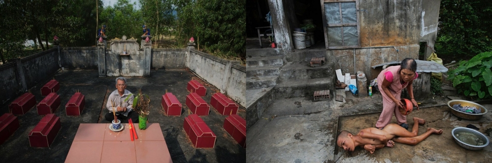 Den tidligere soldaten Do Duc Diu hadde bygd en egen kirkegård på en liten ås like ved hjemmet sitt. Her har han gravlagt sine 12 første barn som alle døde kort tid etter at de ble født med store misdannelser. Han har avsatt plass til sine tre gjenlevende døtre som er meget syke. Den tidligere soldaten Do Duc Diu hadde bygd en egen kirkegård på en liten ås like ved hjemmet sitt. Her har han gravlagt sine 12 første barn som alle døde kort tid etter at de ble født med store misdannelser. Han har avsatt plass til sine tre gjenlevende døtre som er meget syke.